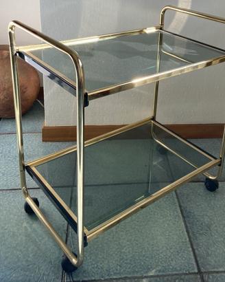 Carrello in ottone e cristallo 