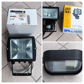 fari alogeni e plafoniera da esterno 