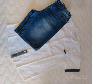 jeans bermuda e camicia m/m ragazzino