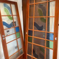 Coppia porte in noce con vetro artistico firmato!!