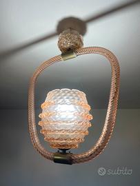 Lampadario Art deco in vetro mirano di anni 30/40