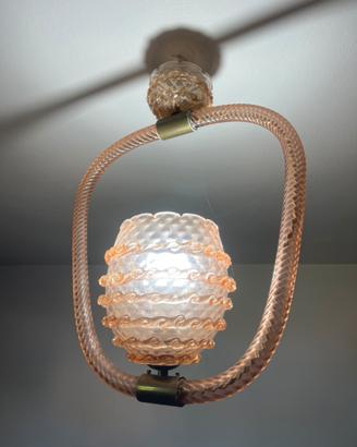 Lampadario Art deco in vetro mirano di anni 30/40