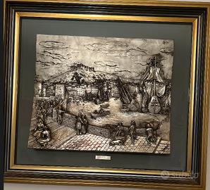 Quadro bassorilievo in argento di brumel