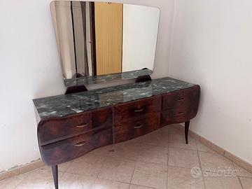 Comò Vintage Anni 50 in Radica con Specchiera