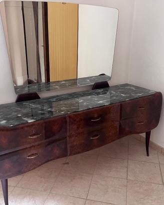 Comò Vintage Anni 50 in Radica con Specchiera