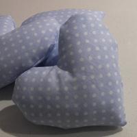 Cuori di stoffa celeste a pois da decorare 3 pezzi