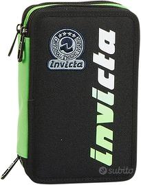 Invicta Astuccio Scuola 3 Zip, Nero Verde, Kupang