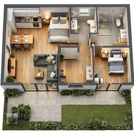 3 locali con terrazzo 80mq