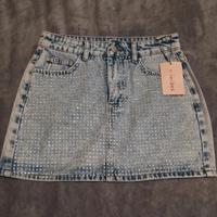 gonna in jeans con strass. nuova 