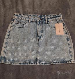 gonna in jeans con strass. nuova 