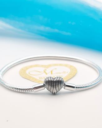 Bracciale argento 925 cuore strisce misura 19 