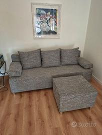 Divano letto 3 posti 192cm pieghevole + puf