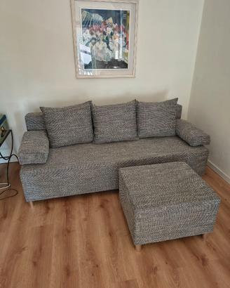 Divano letto 3 posti 192cm pieghevole + puf