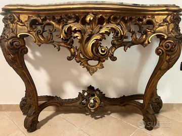 Consolle Antica legno dorato e marmo | 1800