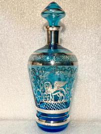 Bottiglia in vetro e argento vintage veneziano.