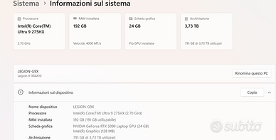 Lenovo Legion 9 18IAX10 – RTX 5090 24GB – 192GB RA