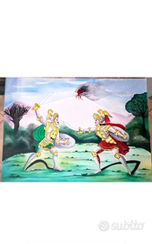 Tela Con Pupi Siciliani interamente dipinta a mano