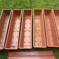 Set di 6 vasi fioriere rettangolari +5 sottovasi