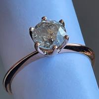 Anello Solitario Oro Rosa 14k Diamante 1,33ct. IGI