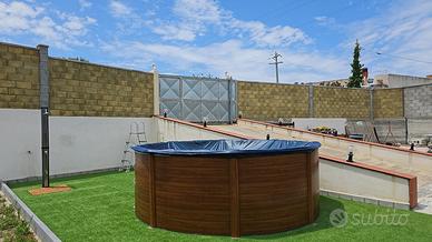 Piscina GRE fuori terra acciaio effetto legno 3,50