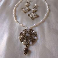 Set Collana Orecchini Vintage ottone occhio Tigre