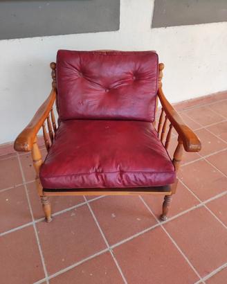 poltrona country anni '70 in legno massello 