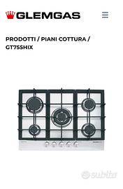 Piano cottura Glem Gas GT755HIX – 5 fuochi