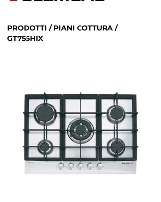 Piano cottura Glem Gas GT755HIX – 5 fuochi