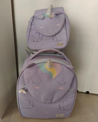 valigia e zainetto unicorno 