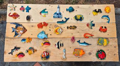 Calamite stile con pesci, coccinella e fari