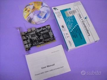 Scheda PCI 3 porte firewire + 7 porte USB 2.0, NUO