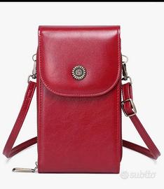 Borsa tracolla per cellulare simil pelle rossa