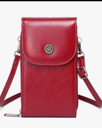 Borsa tracolla per cellulare simil pelle rossa