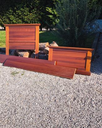 contorno letto singolo in noce