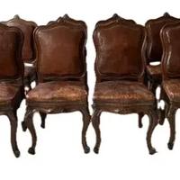 Gruppo di 8 sedie in stile Luigi XV con rivestimen