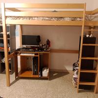 Letto a soppalco in legno massello 