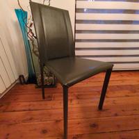 lotto n.6 sedie grigie in cuoio rigenerato