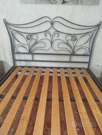 LETTO MATRIMONIALE IN FERRO BATTUTO + RETE A DOGHE