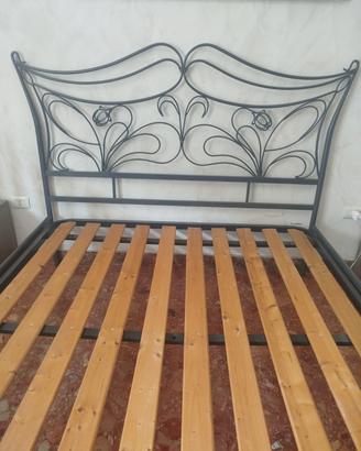 LETTO MATRIMONIALE IN FERRO BATTUTO + RETE A DOGHE