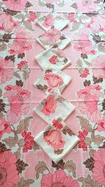 Tovaglia+tovaglioli Fiori Rosa anni 70
