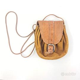 Borsetta Scarsella in Pelle e Camoscio Vintage
