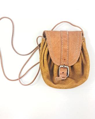 Borsetta Scarsella in Pelle e Camoscio Vintage