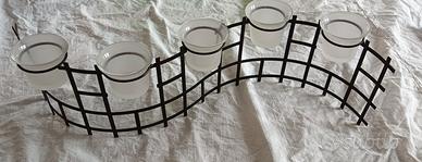 Porta candele in metallo e vetro