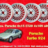 4 cerchi Porsche Turbo 924 6x15 ET20 4x108 silver