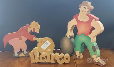Figure decorative in legno a tema "Il circo"