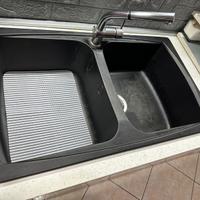 Lavello nero fragranite 2 vasche piu miscelatore