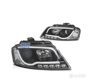 FARI AUDI A3 8P 08-12 LUCE DIURNA A TUBO FONDO NER