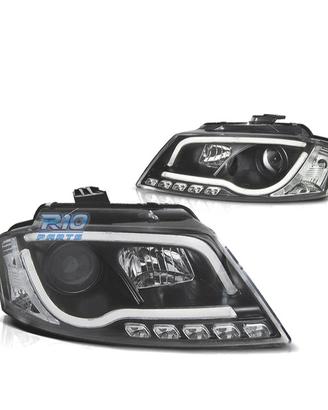 FARI AUDI A3 8P 08-12 LUCE DIURNA A TUBO FONDO NER
