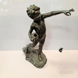 Statua bronzo pescatore bambino