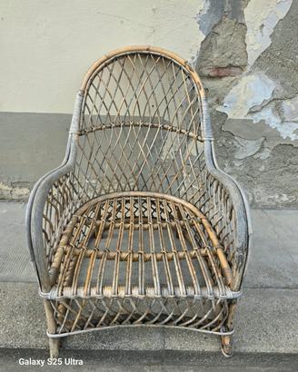 poltrona vinile rattan  vintage 